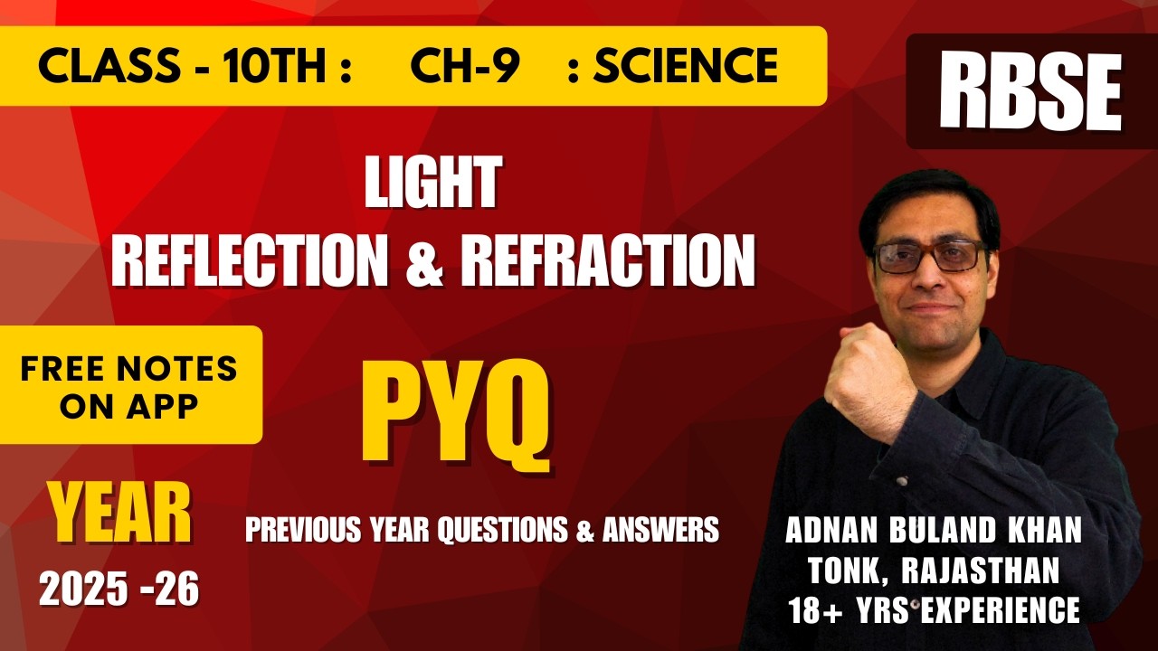 RBSE: All PYQ: Class 10th Science : Chapter 9: Light, Reflection & Refraction: 2023 to 2025.