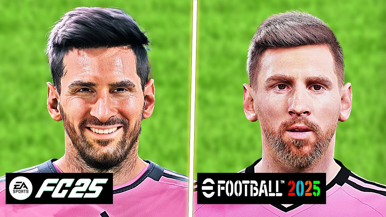 EA FC 25 против eFootball 2025 — сравнение лиц известных игроков
