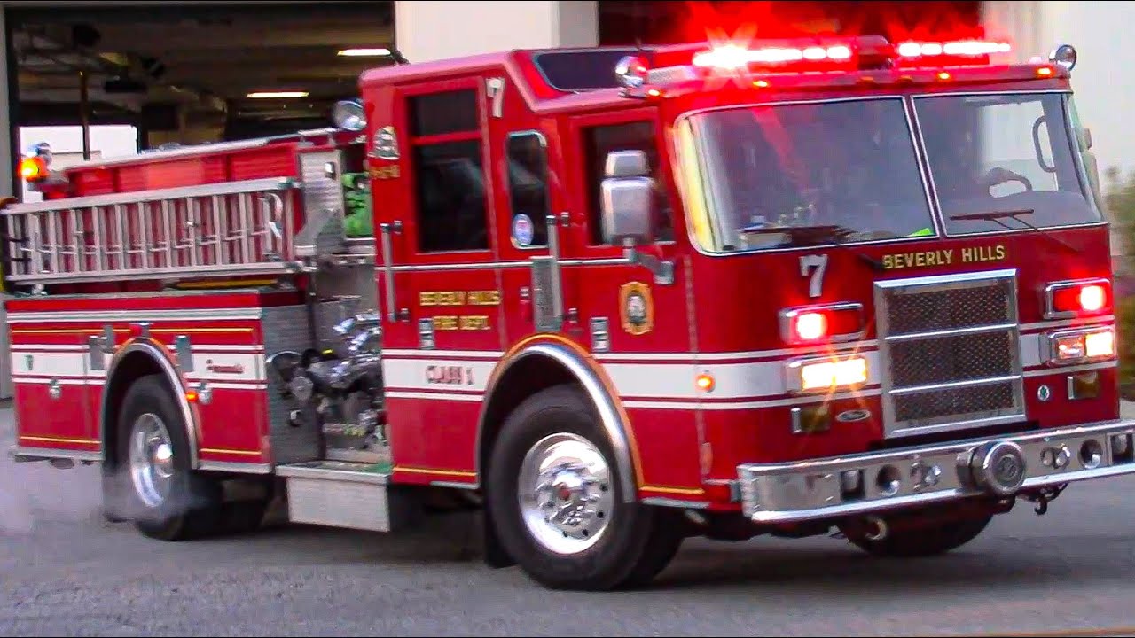 Beverly Hills Fire Dept. Engine 7 & Rescue 1 Responding 