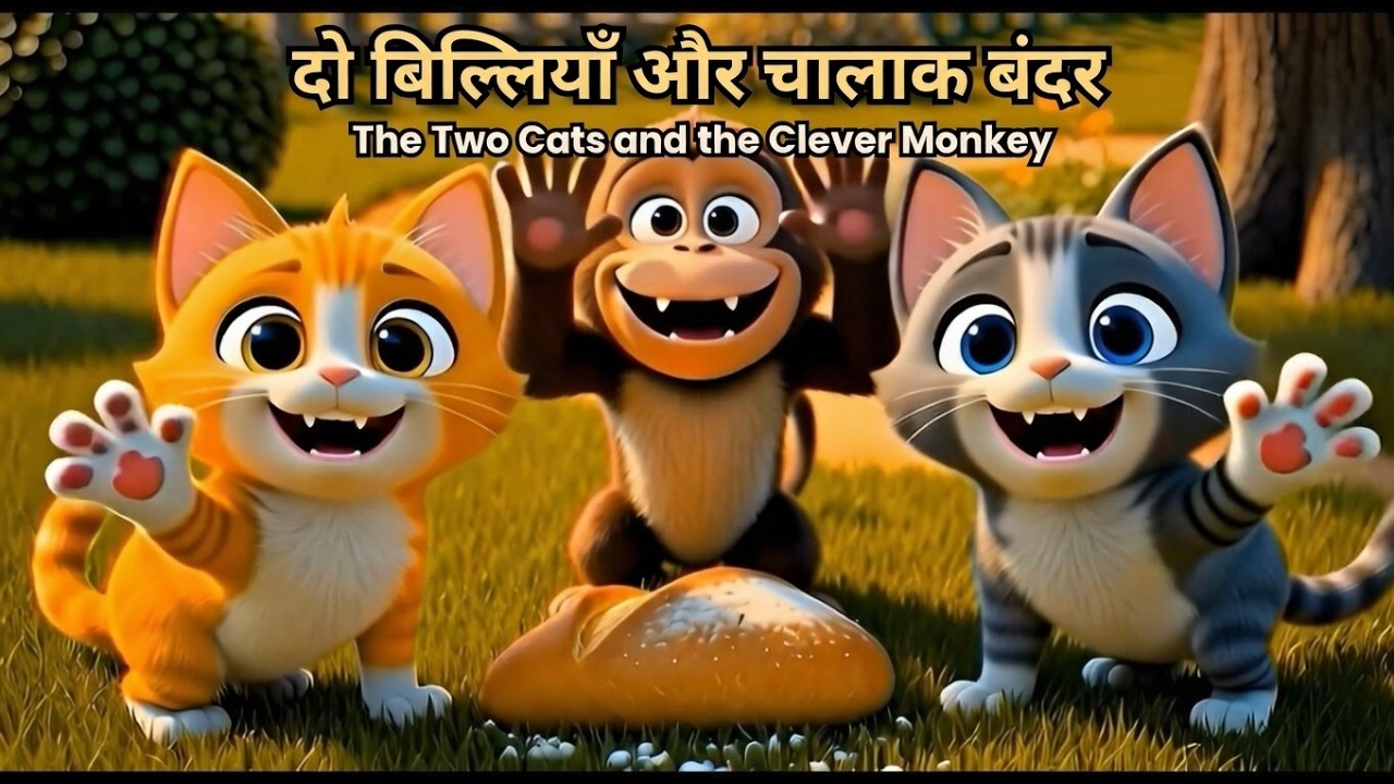 दो बिल्लियाँ और चालाक बंदर | The Two Cats and the Clever Monkey | Kids Moral Story