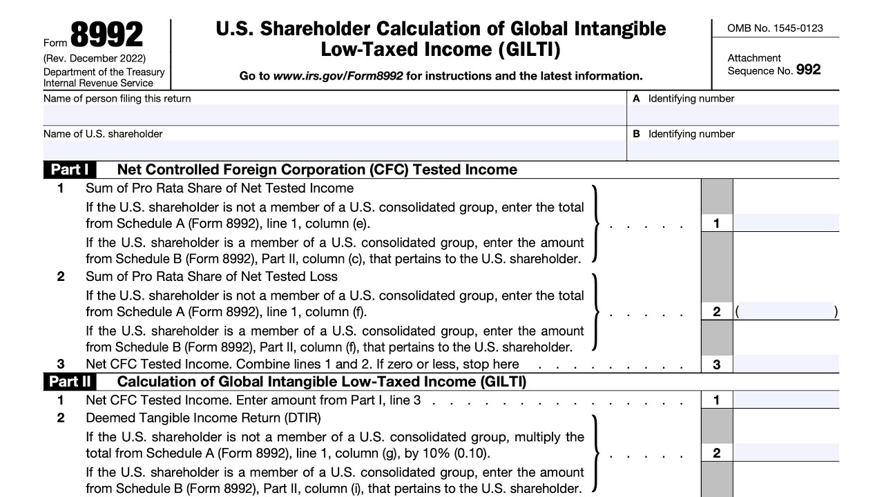Пошаговое руководство по форме IRS 8992 (Расчет акционерами США глобального нематериального доход...