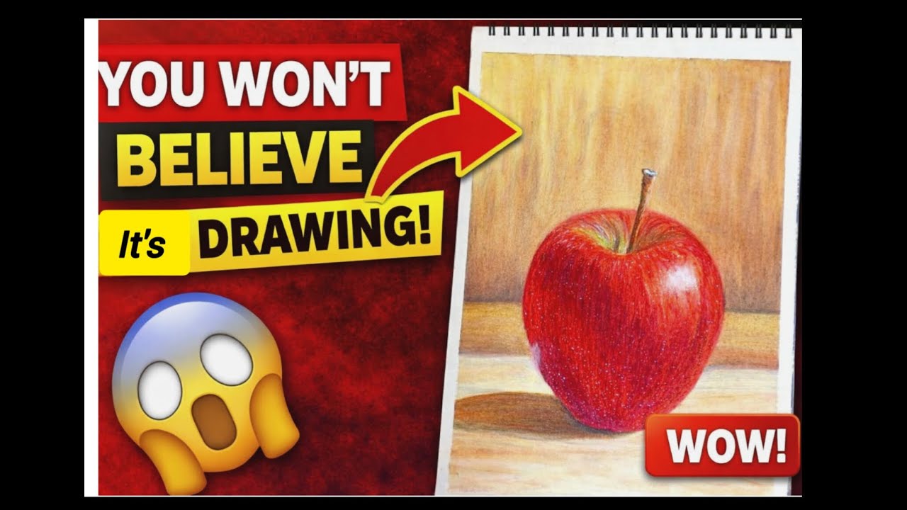 Yeh Photo Nahi Hai 😱 | Realistic Apple Drawing FULL VIDEO 🎨🍎 #RealisticDrawing#AppleDrawing#Process