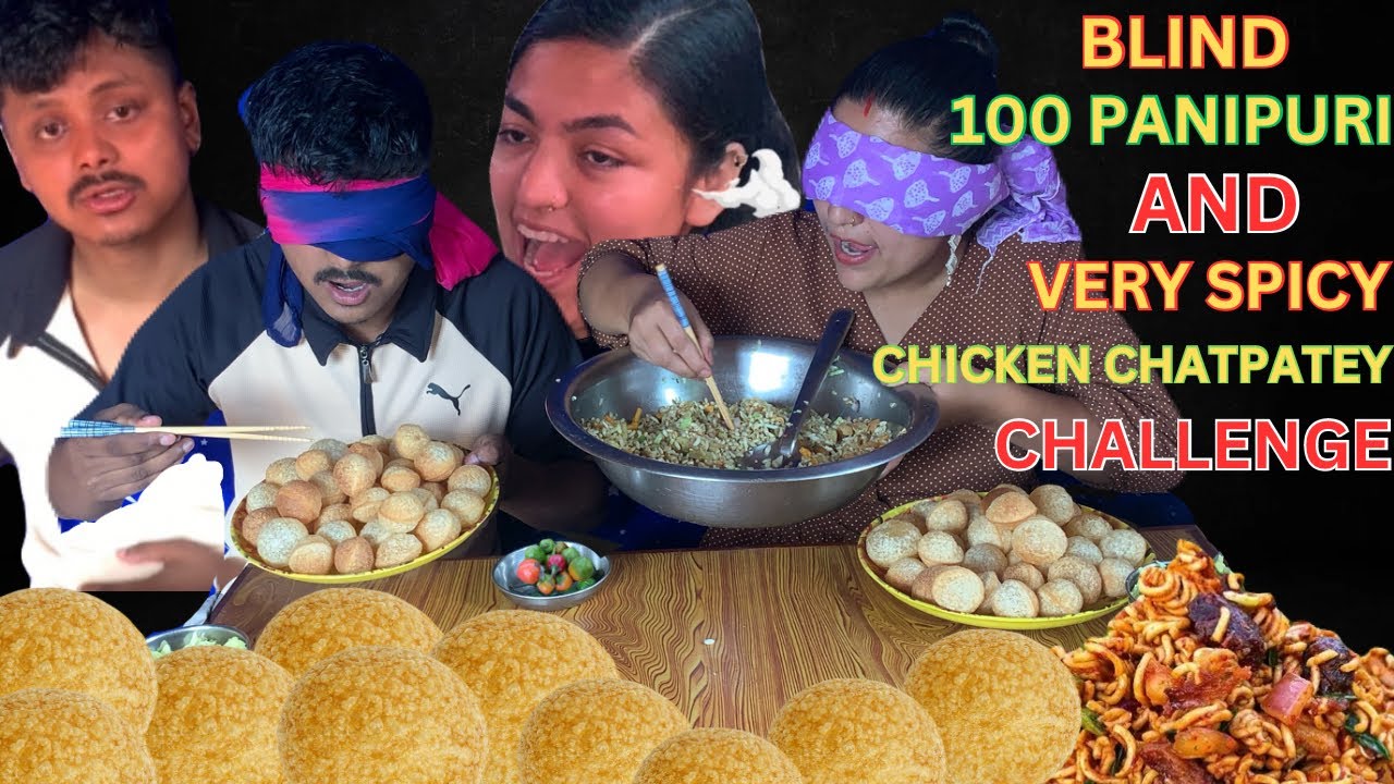 BLIND Panipuri And Very🥵Spicy Chicken Chatpate Eating challenge❤@mscouplevlogs6667