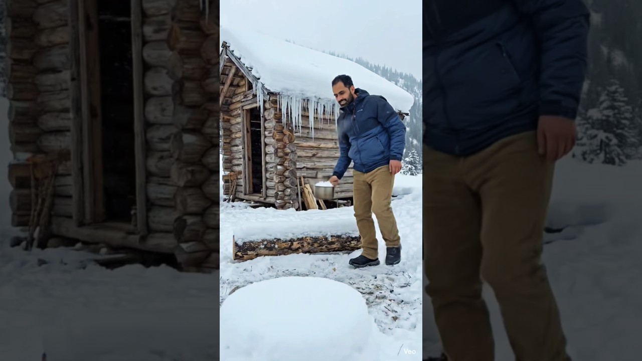 Making Tea from Snow ❄️☕ | Winter Silence | #kashmirShorts  #travel #snow