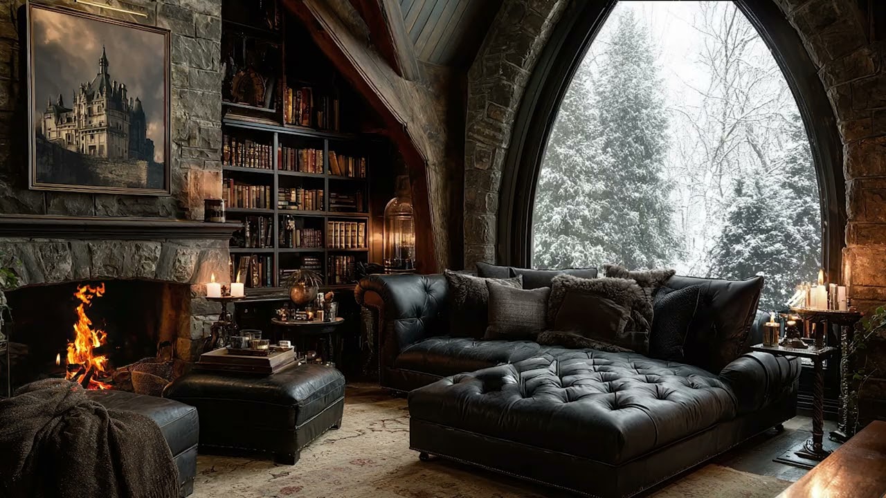 Cozy Winter Bedroom | Slow Piano Stories for Long Nights with Snow, Wind and Soft Lamp Light