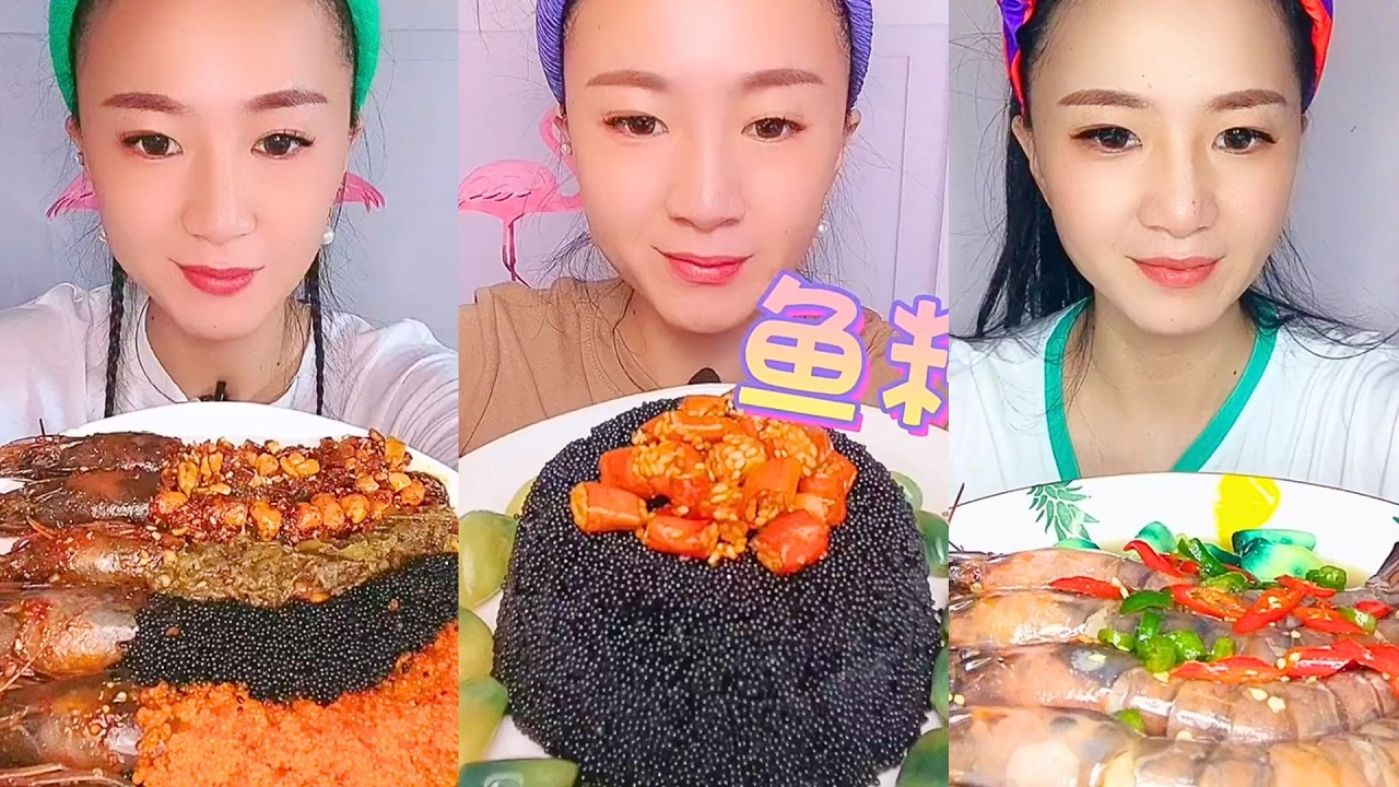 Shrimp and Black Fish Roe Tower with Garlic Chili Seafood Topping