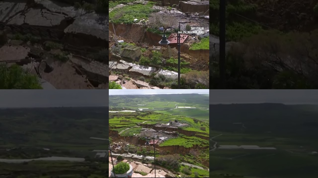 Video shows aftermath of landslide in Sicily that forced 1,500 people to evacuate