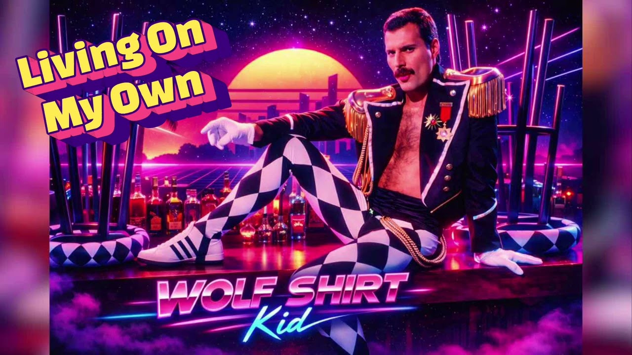 Living On My Own (Synthwave AI Cover) | Wolf Shirt Kid | Freddie Mercury 80s Neon Remix