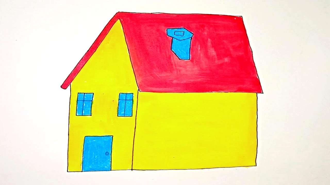 How to draw a house | Easy Drawing Tutorial in Malayalam for Kids.