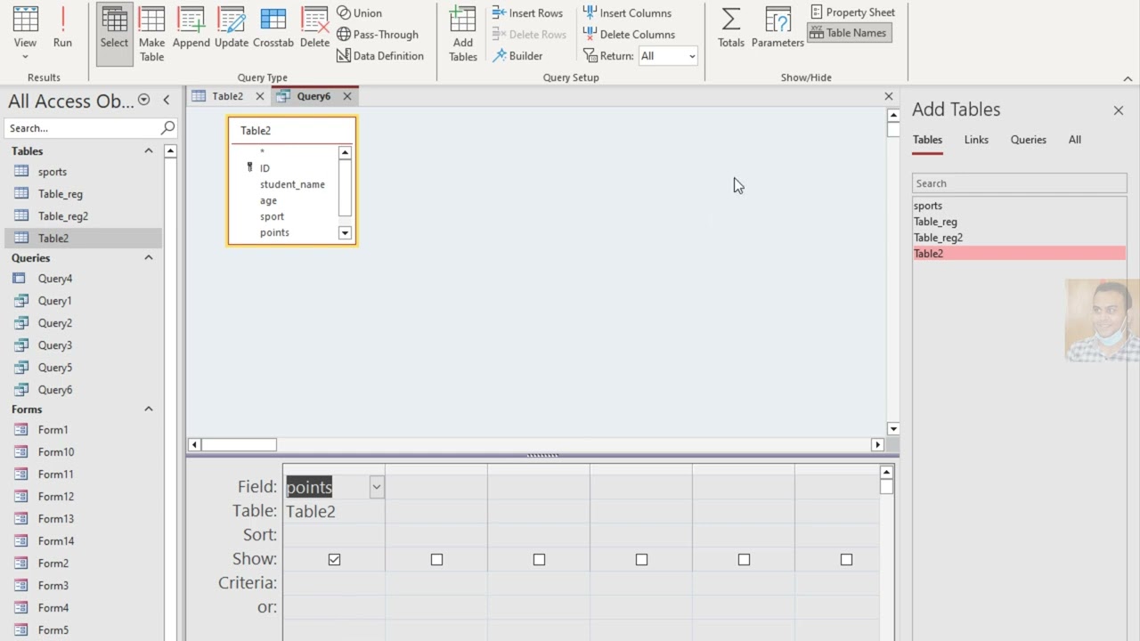 How to get sum rows in column using query design in Microsoft #access