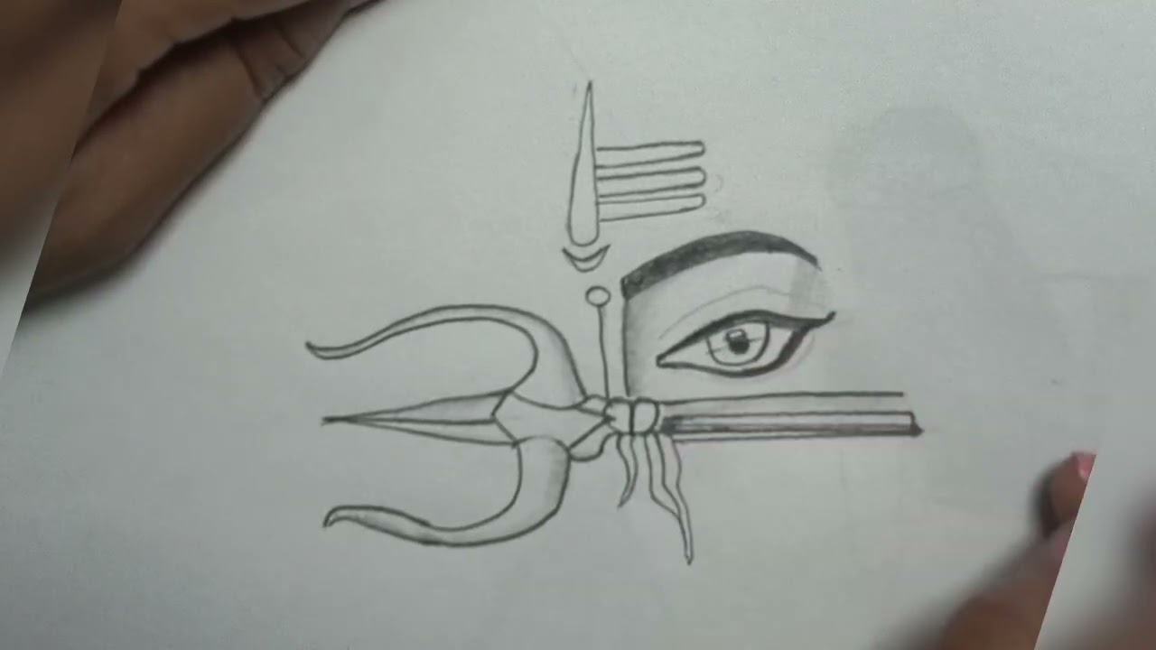 Shivji Eyes with trishul drawing step by step 