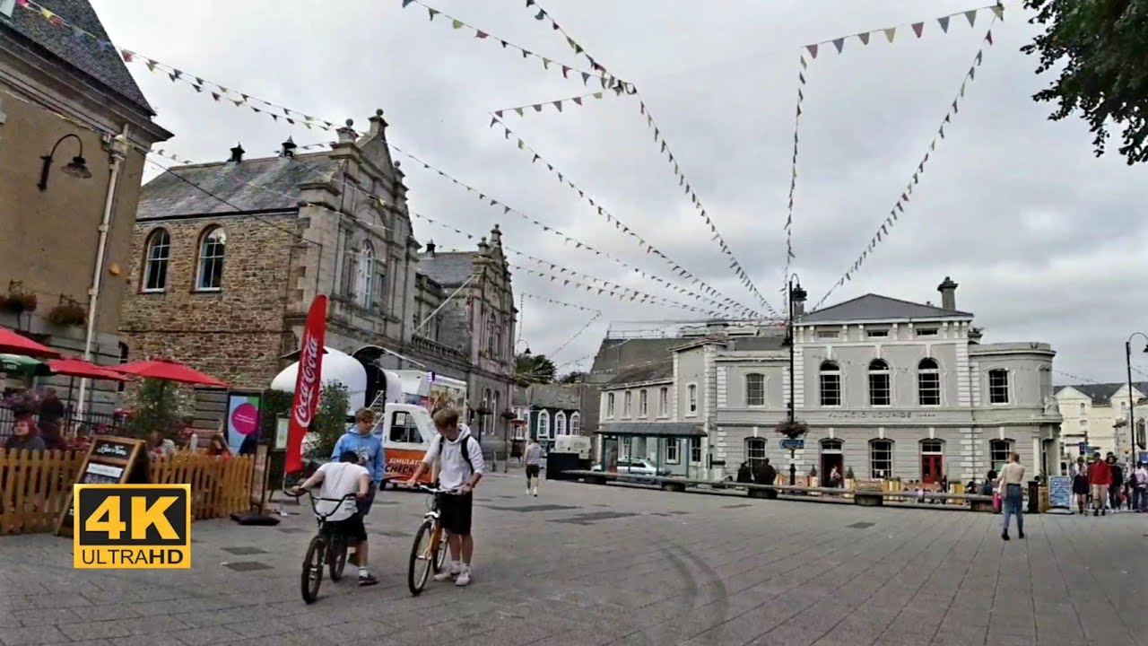 [4K] 🇬🇧 Cornwall - Falmouth Town Centre Walk in the Cloudy Afternoon