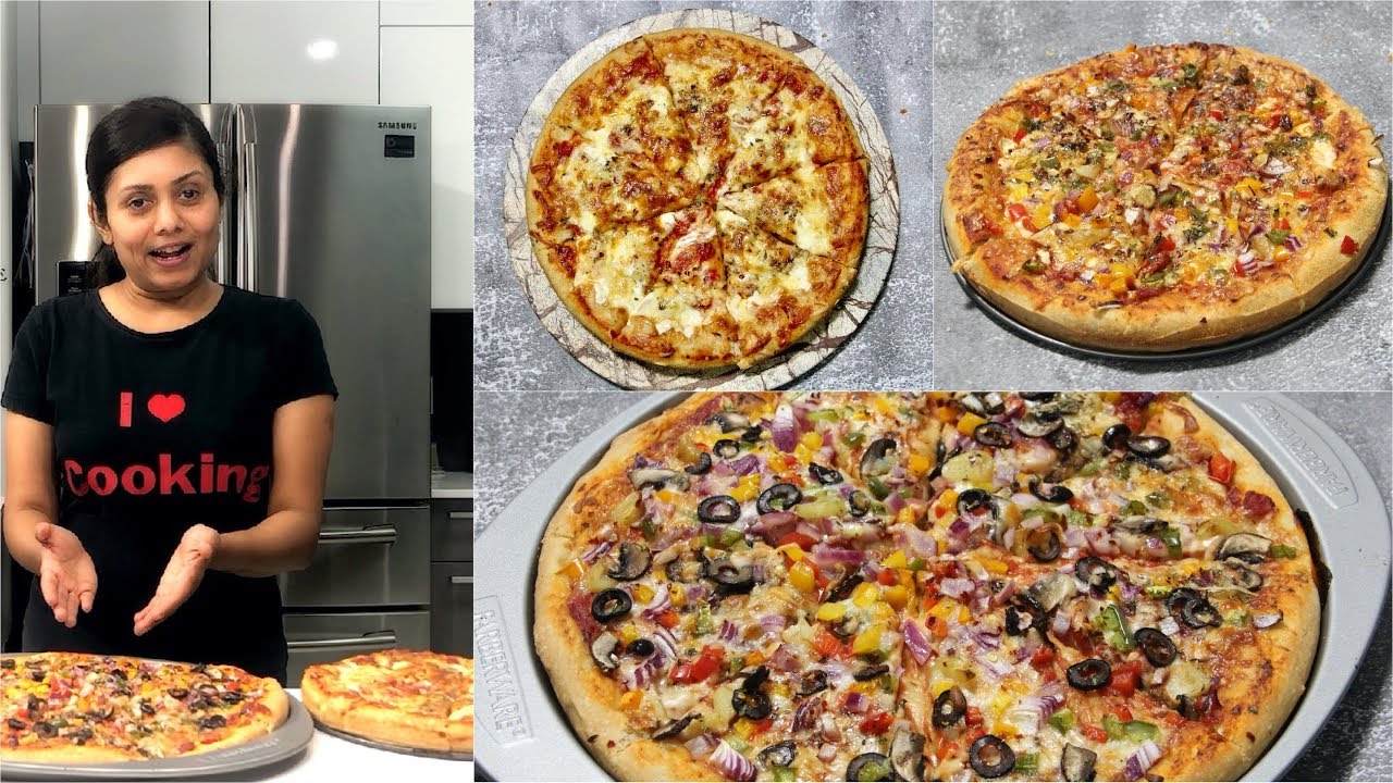Homemade Cheese Stuffed Crust Pizza Pie & Veggie Lovers Pizza Pie Video Recipe | Bhavna's Kitchen