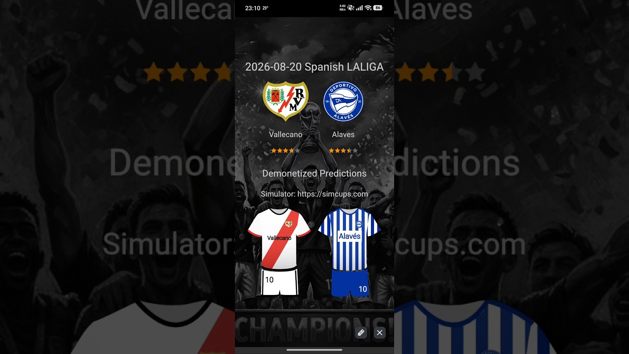 Rayo Vallecano vs Alav&eacute;s, 2026-08-20 Spanish LALIGA, Prediction & Simulation