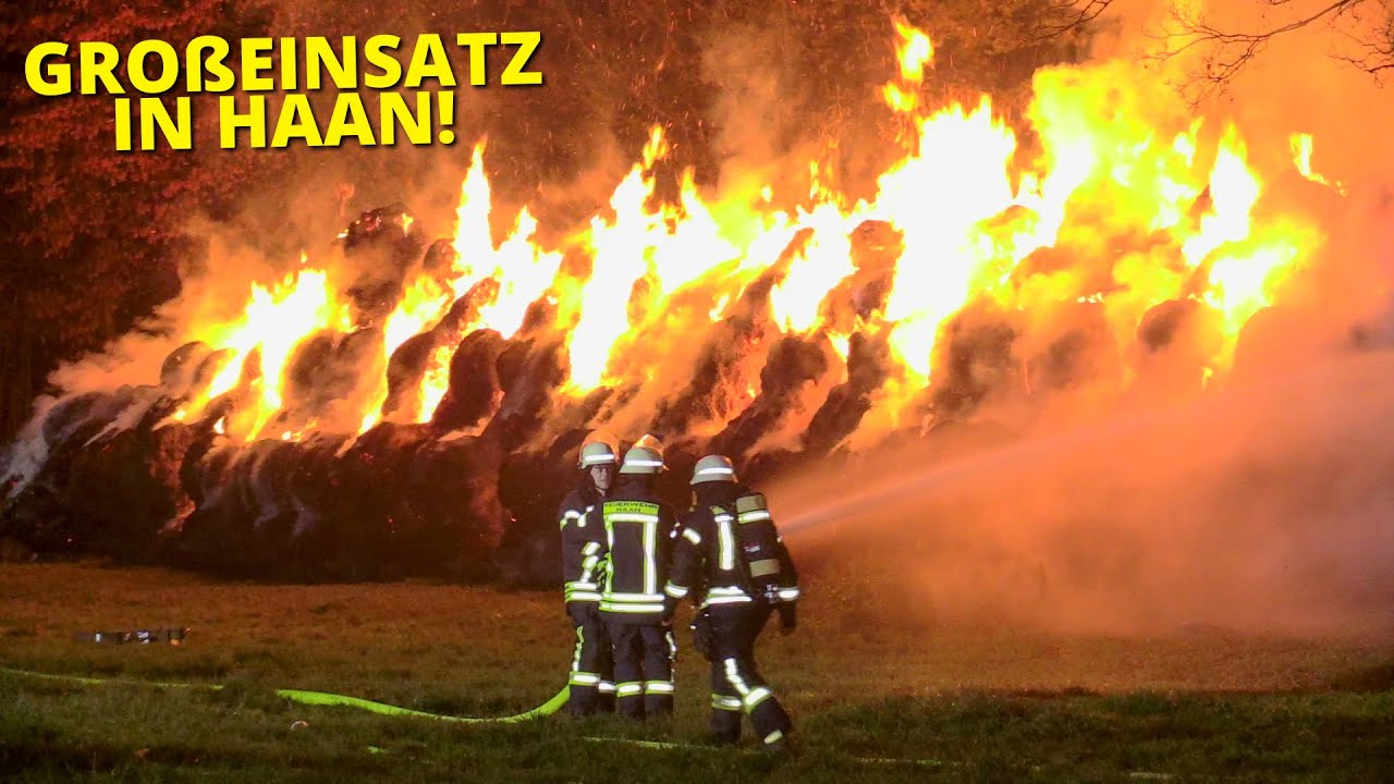 [STADTALARM FEUERWEHR HAAN] - 300 Strohballen in Flammen | Starke Rauchentwicklung -