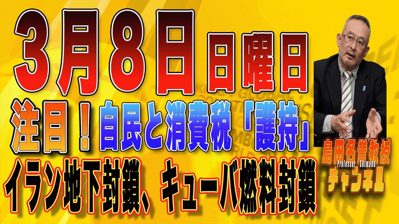 「島田名誉教授チャンネルメンバー　0308LIVE　注目！自民と消費税「護持」イラン地下封鎖、キューバ燃料封鎖」のコピー