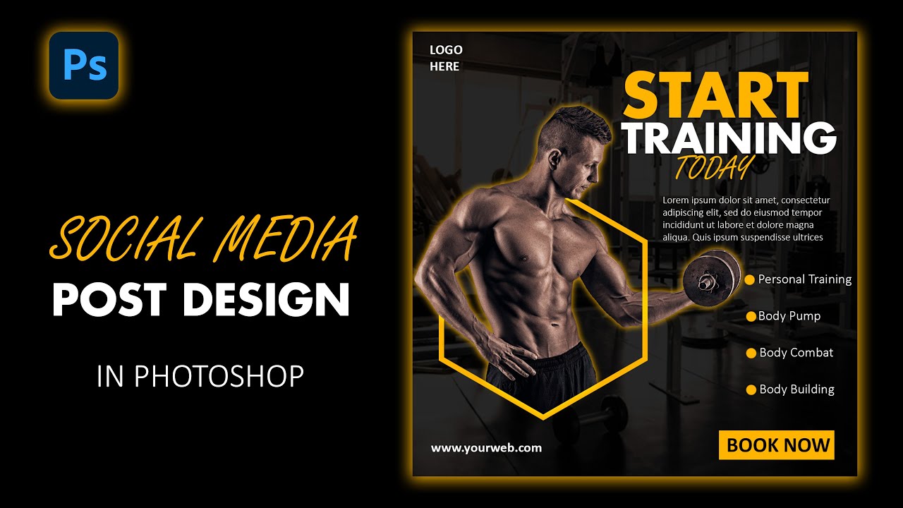Social Media Post Design || Gym Flyer Design || Photoshop Tutorial