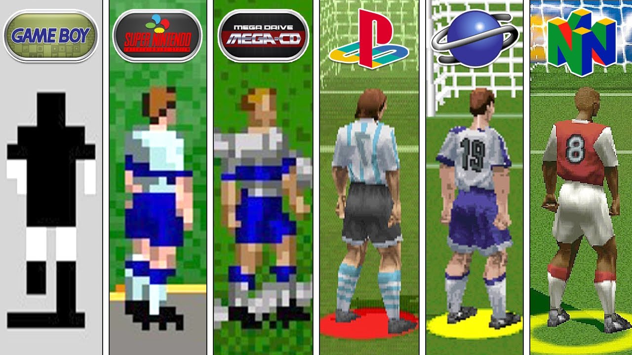 FIFA 98 - Gameboy vs SNES vs Sega Genesis vs PS1 vs N64 vs Sega Saturn (Side by Side)