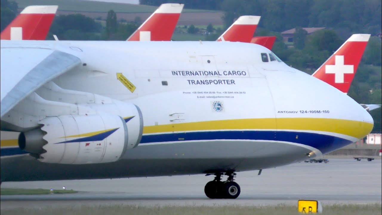 Antonov An-124-100M-150 [UR-82009] arrival and departure at Zurich Airport | 4K