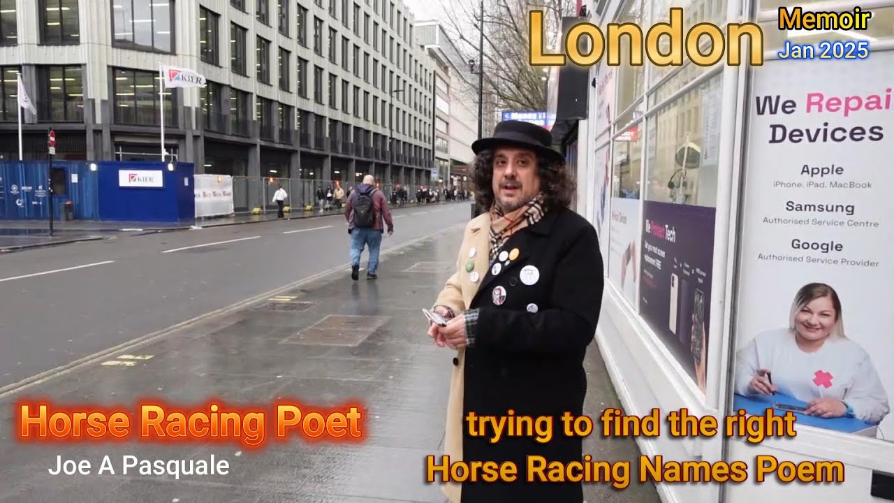 trying to figure out the next expression, live in London, Horse Racing Poet Memoir