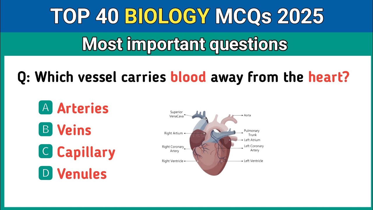 Top 40 biology MCQ | biology mcq for all competitive exam | biology Mcq 2025 | neet biology