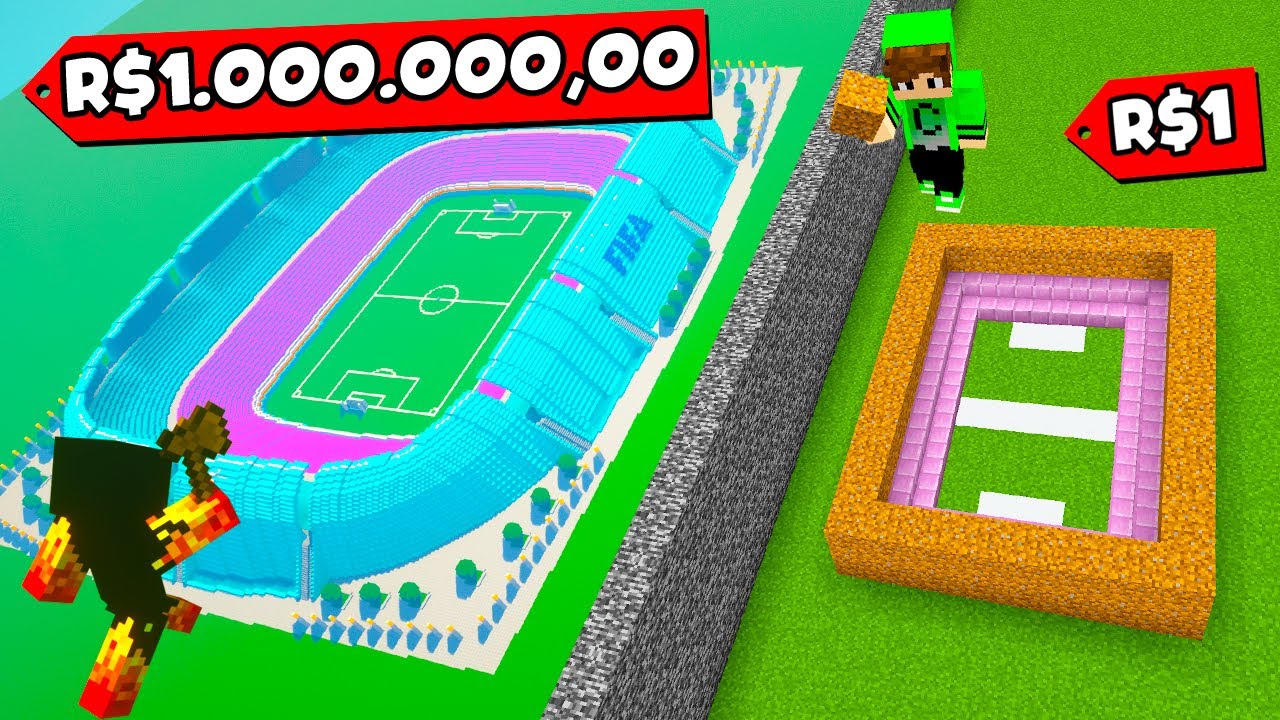 ESTÁDIO DA COPA de R$1.000.000.000,00 vs R$1 no MINECRAFT