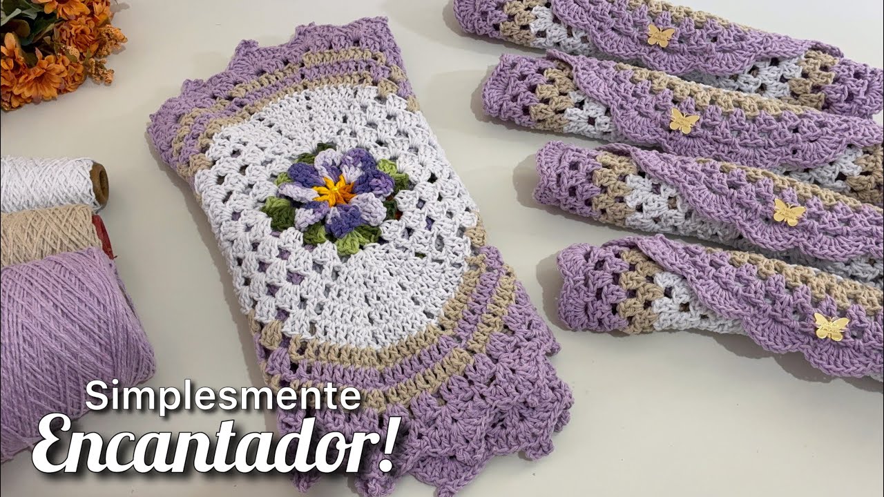 Você Nunca Viu um Kit de Mesa Posta Tão Delicado Assim! #Trilhofolhear #sousplatlilas 