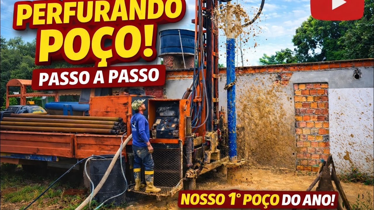 Perfuração poço artesiano. Primeiro do ano