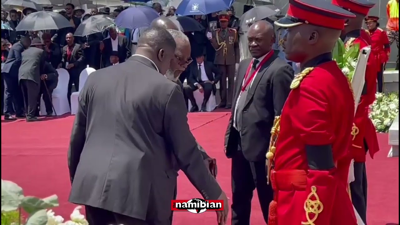 Laying wreaths at president Hage Geingob's gravesite at Heroes' Acre in Windhoek on Sunday