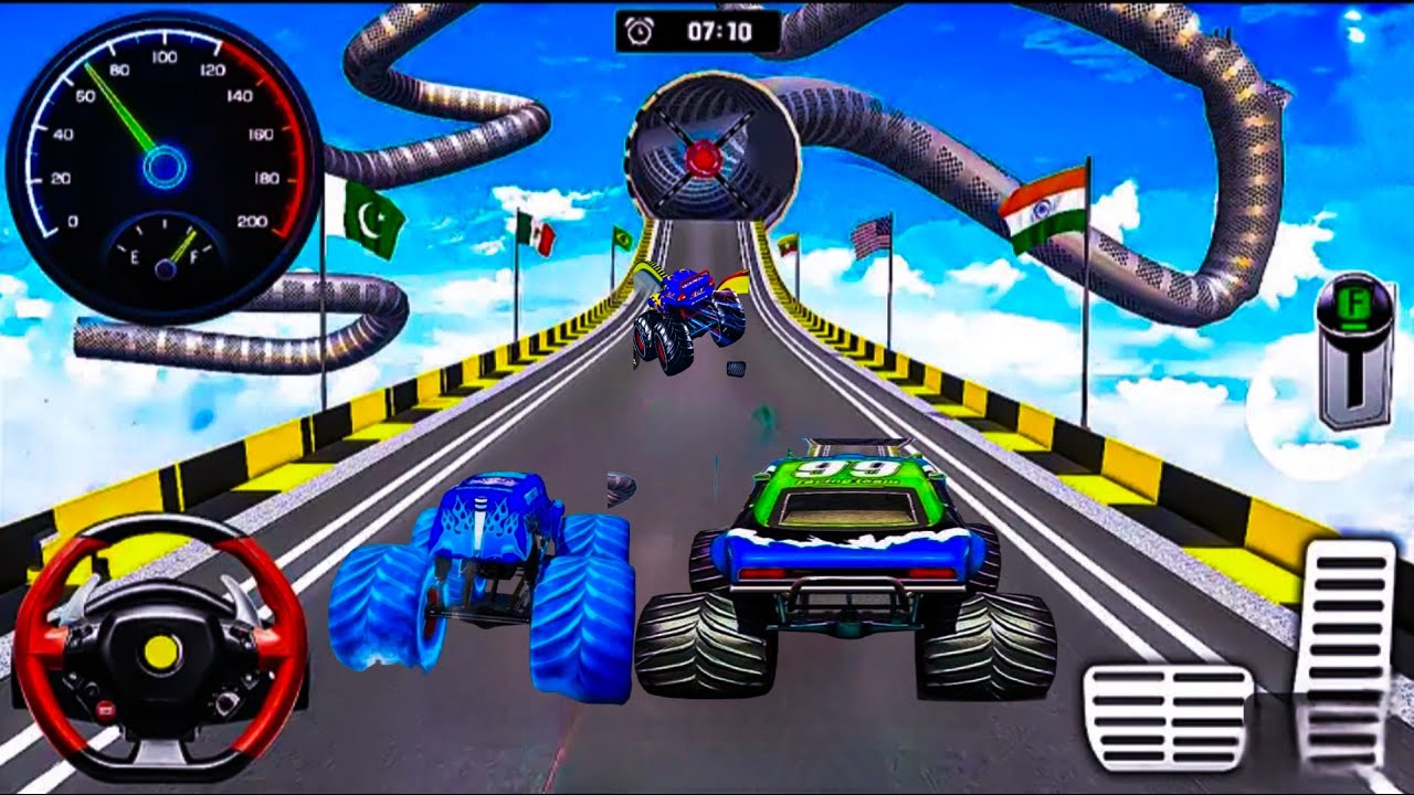 Monster trucks - Monster Turck Mega  Ramp Extreme Racing Gadi Android  Game#021 #monstertruckjump