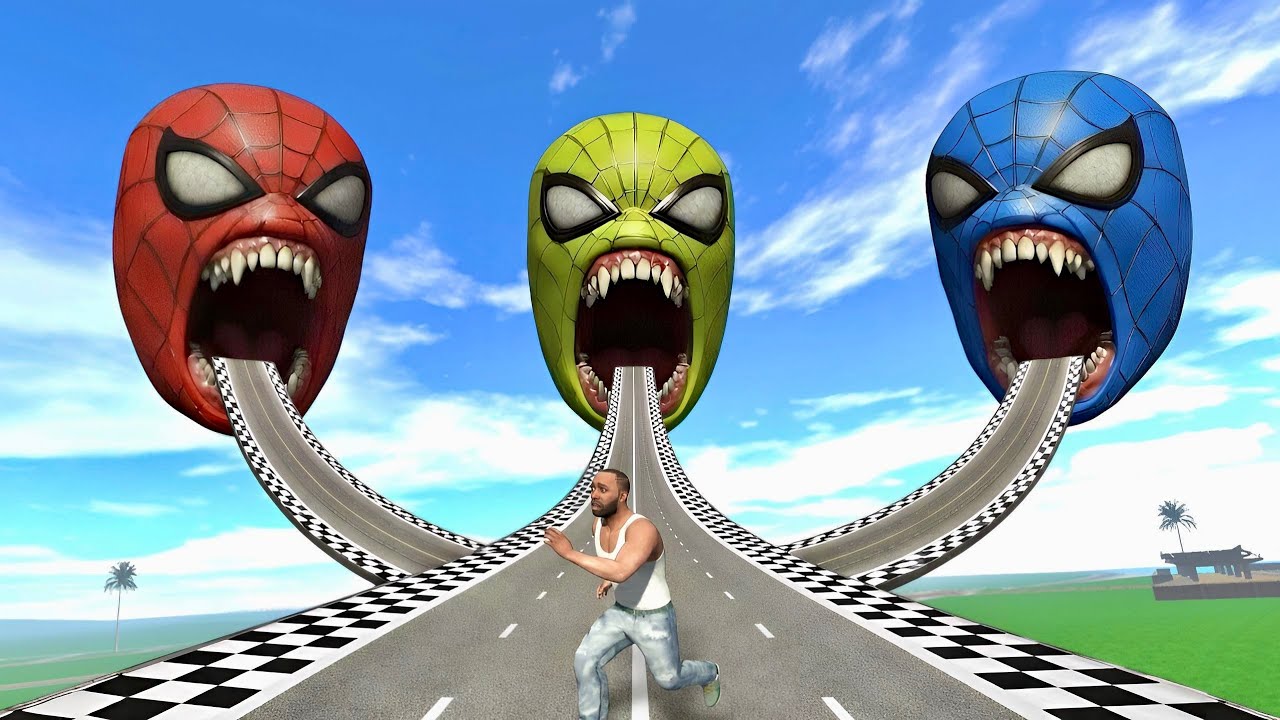 Franklin Found Longest Road To Colorful Devil Spider-Man Head In Indian Bike Driving 3d