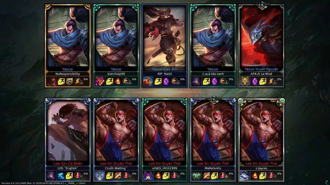5 Lee sin VS 5 Yasuo One For ALl gạ kèo đập nhau ^^