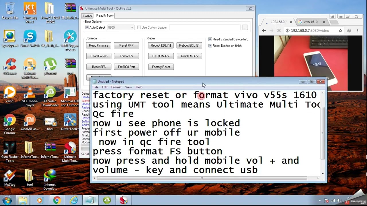 Vivo Y55s 1610 Phone unlock pattern unlock pin unlock with UMT Ultimate Multi Tool