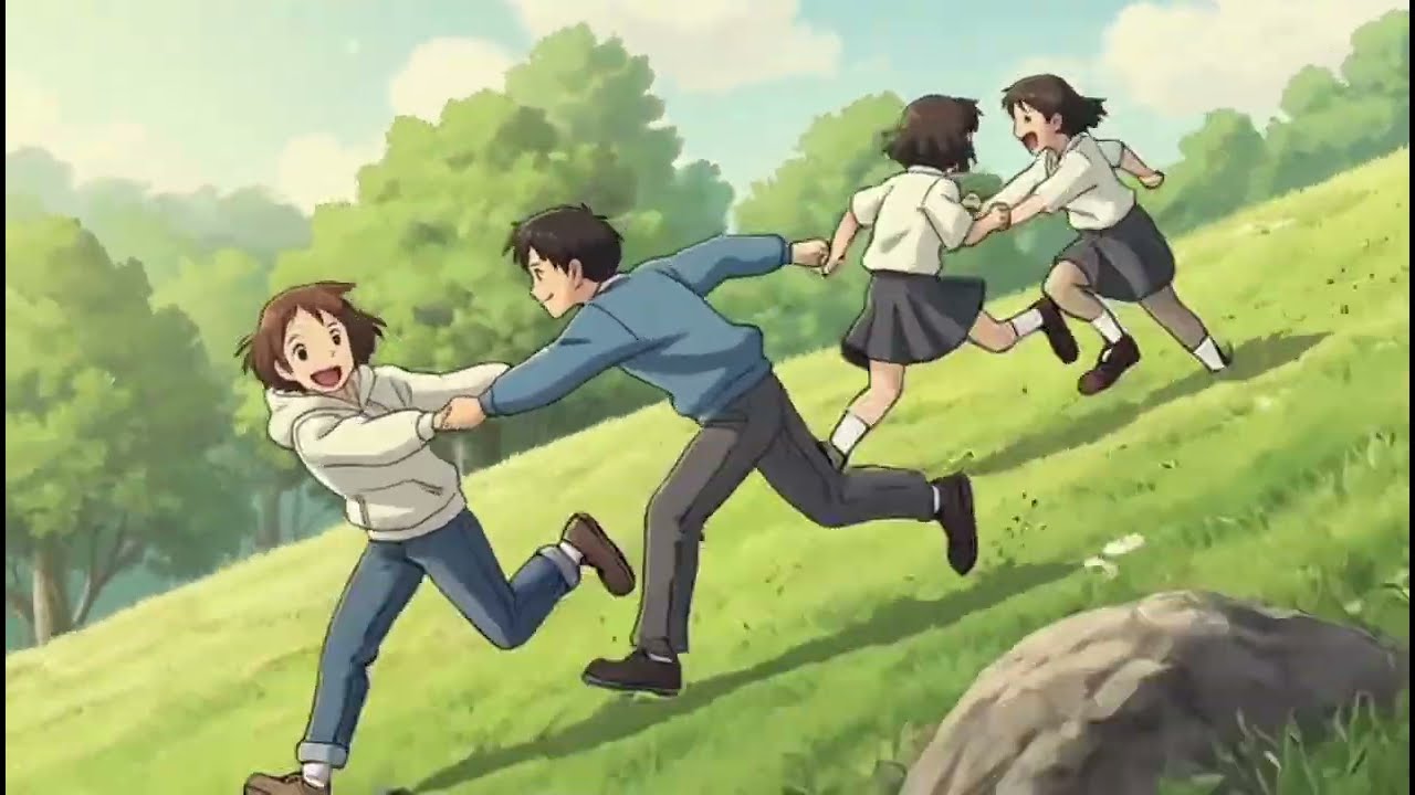 The Little School Trip and the Golden Evening  | Ghibli-Style Video