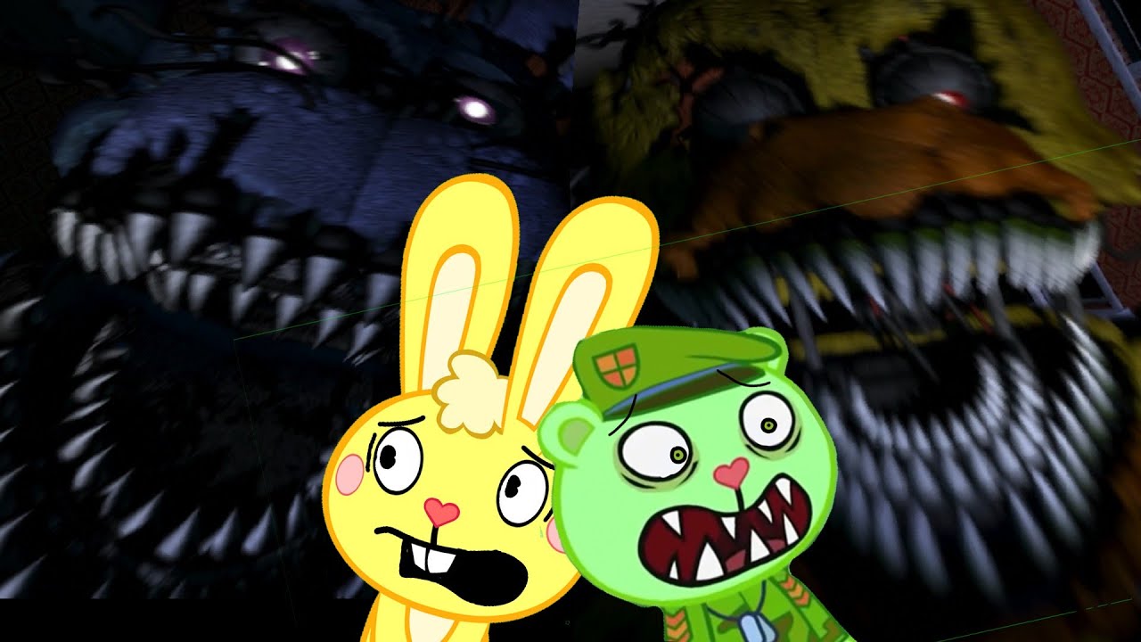 Fliqpy And Cuddles Play Fnaf 4 Part 2 (Double Wammy) #happytreefriends #htf #flippy