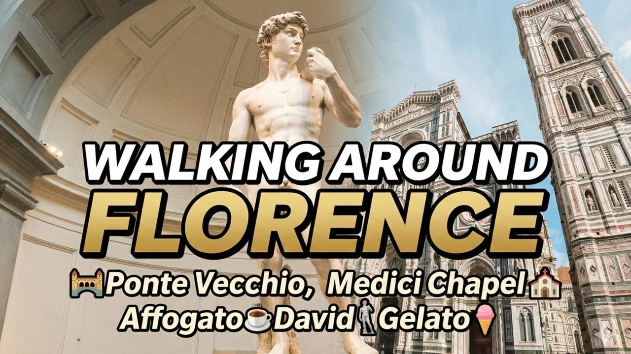 4K Walking Around Florence: Ponte Vecchio Medici Chapel, Affogato and much more