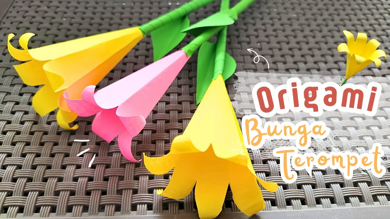 🌸HELLO!!🌸Cara Membuat Origami Bunga Terompet Mudah || How To Make Trumpet Flower Origami Paper
