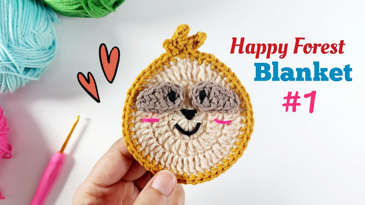 Crochet Sloth Applique ❤/ Happy Forest Blanket CAL / No.1