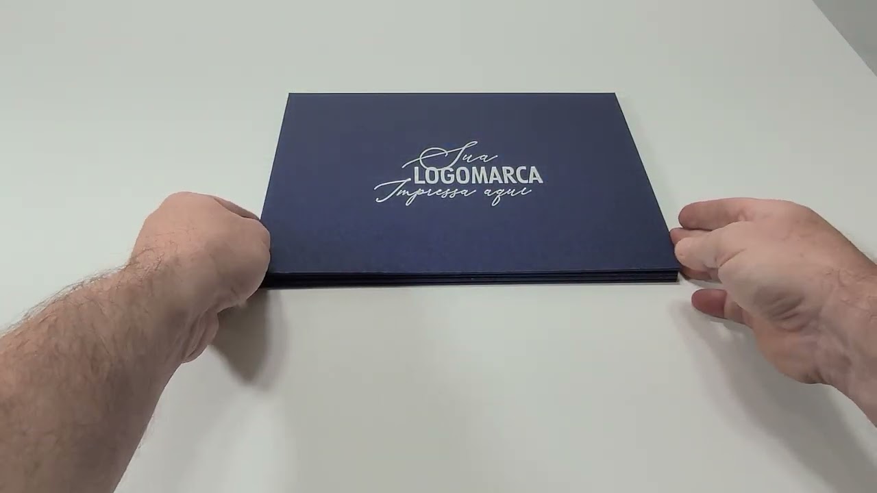 Pasta Porta Diploma Capa Dura revestida em Percalux Escovado Azul Marinho