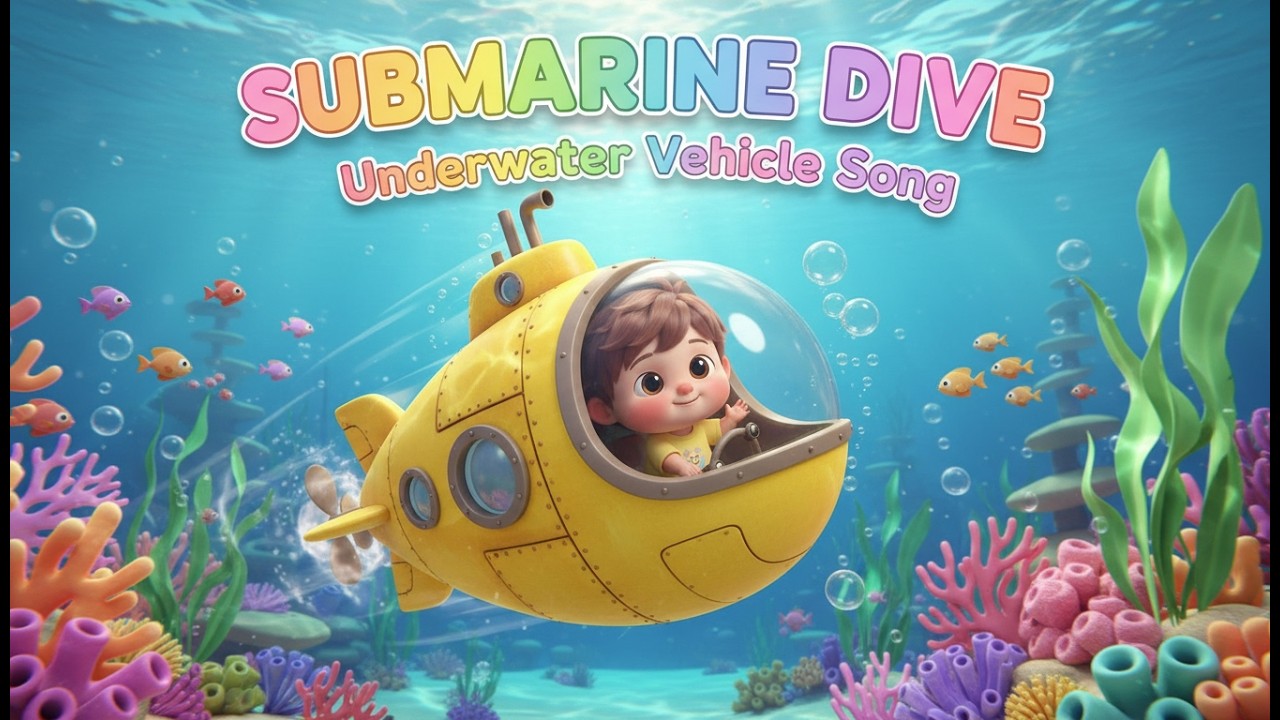 Submarine Dive — Underwater Vehicle Song – Nursery Rhyme, Toddler Learning, Underwater Exploration