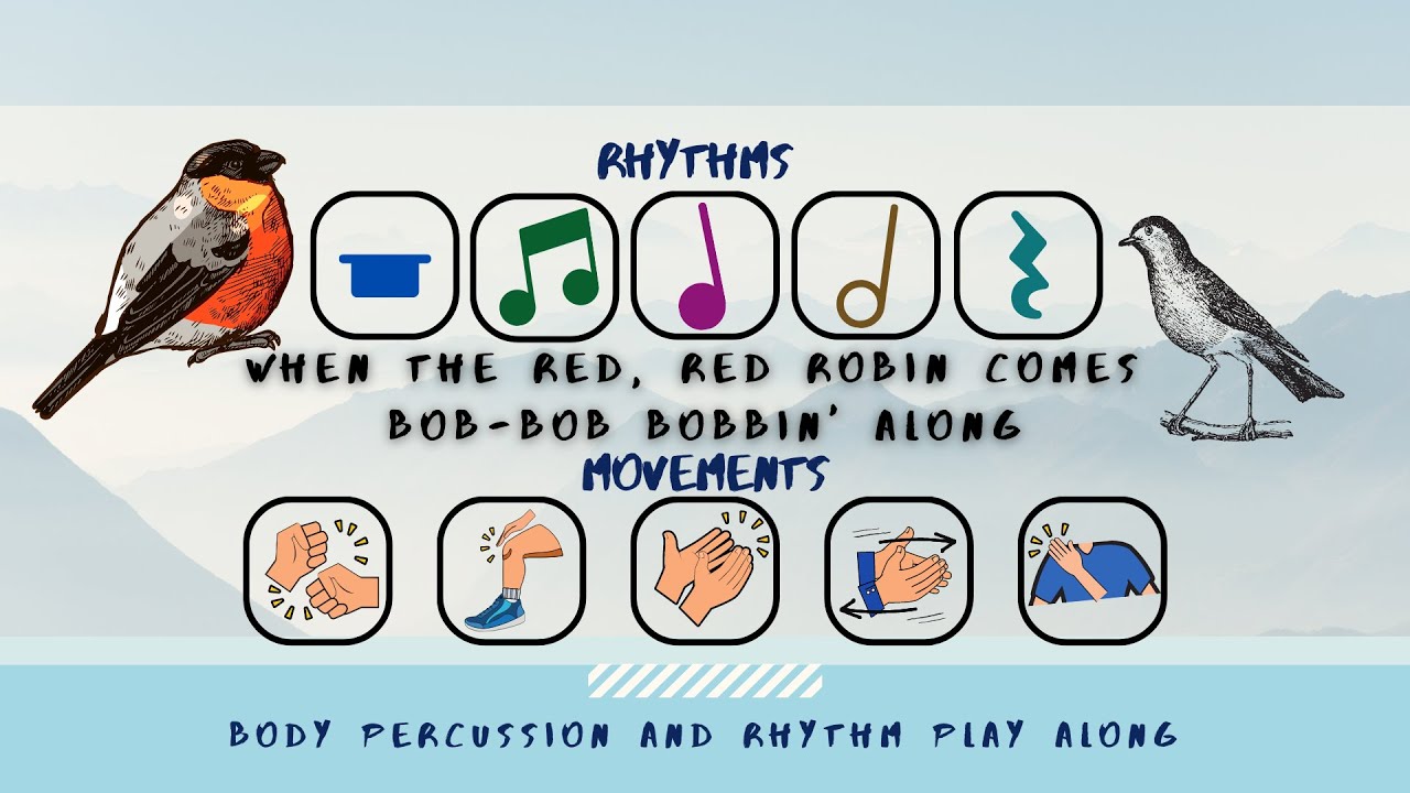 body percussion and rhythm play along │ When the red red robin comes bob bob bobbin' along jazz