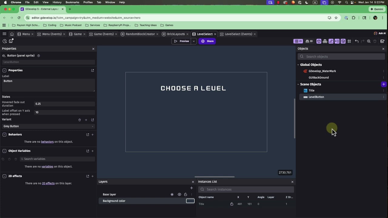 GDevelop External Layouts