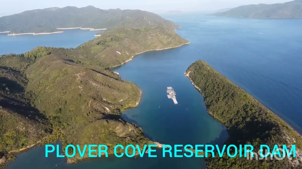 DRONE FOOTAGE OF PLOVER COVE RESERVOIR DAM.HONG KONG