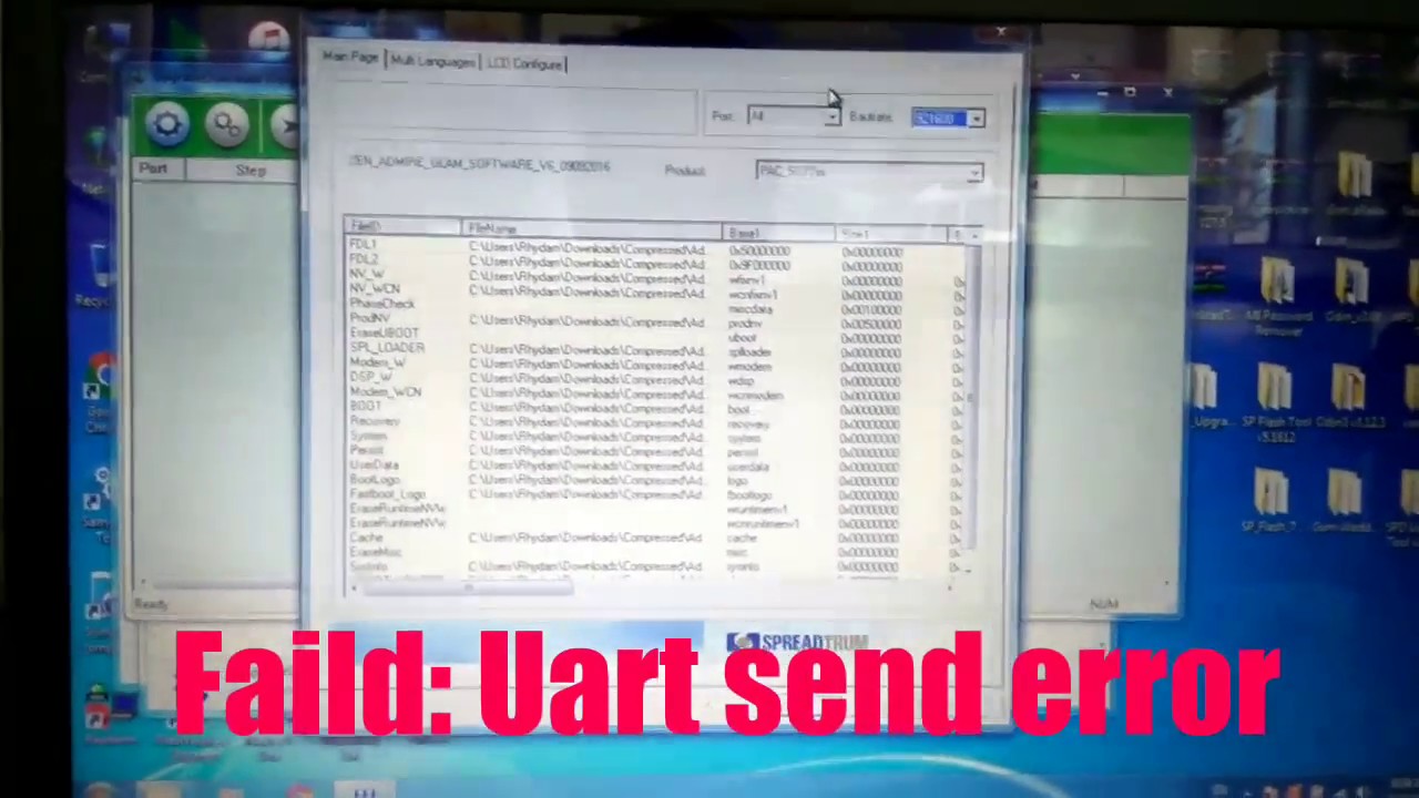 Faild: Uart send error on SPD flash tool