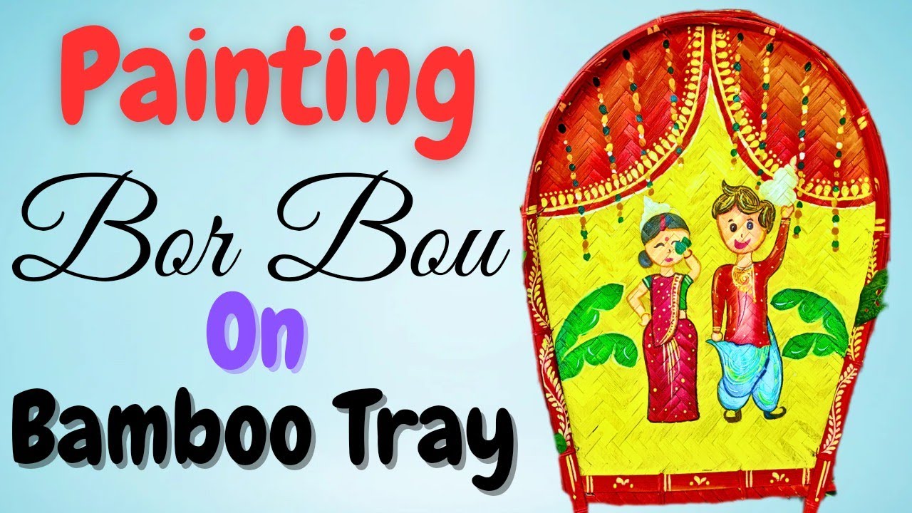 Easy BOR BOU Painting On Kulo For Bengali Wedding 🌈🤯#art #viralvideo #kulopainting