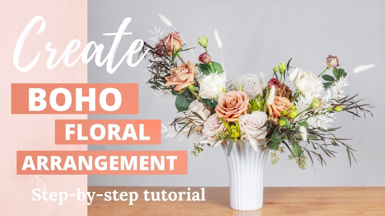How to create boho floral arrangement with fresh and dried flowers