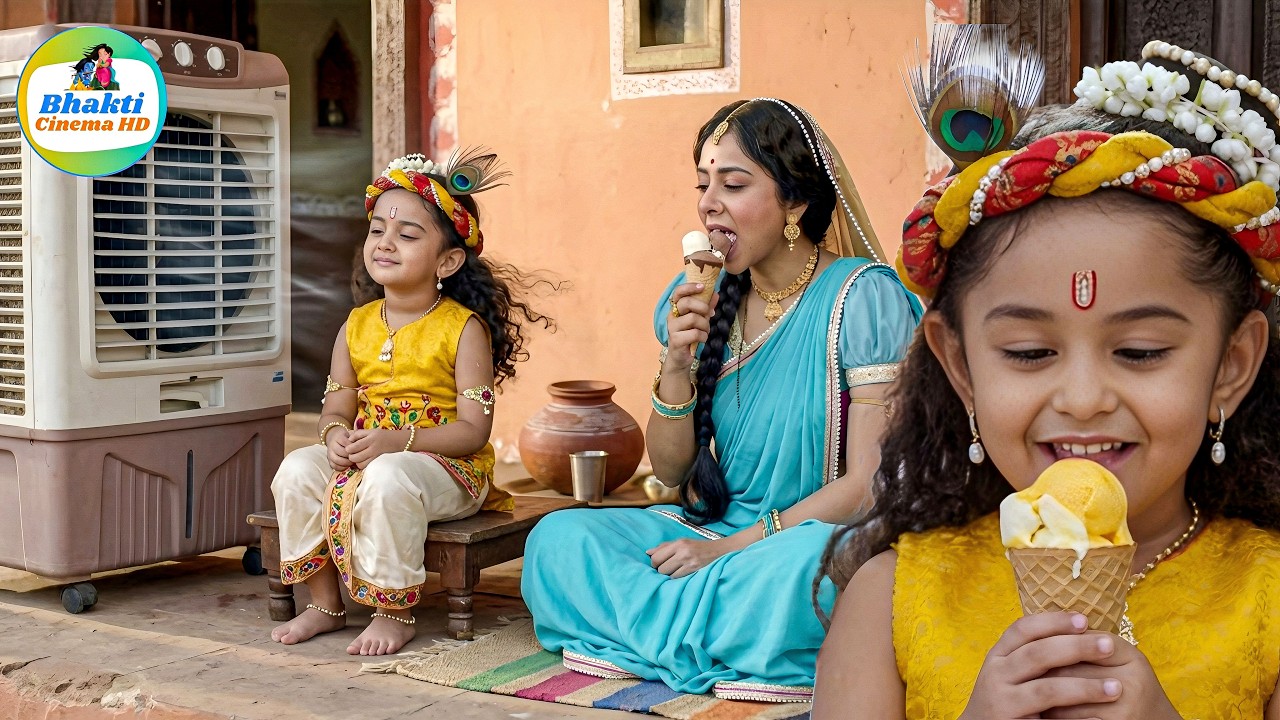 भीषण गर्मी से परेशान होकर कान्हा और मैया ने खाई आइसक्रीम || Yashomati Maiya Ke Nandlala