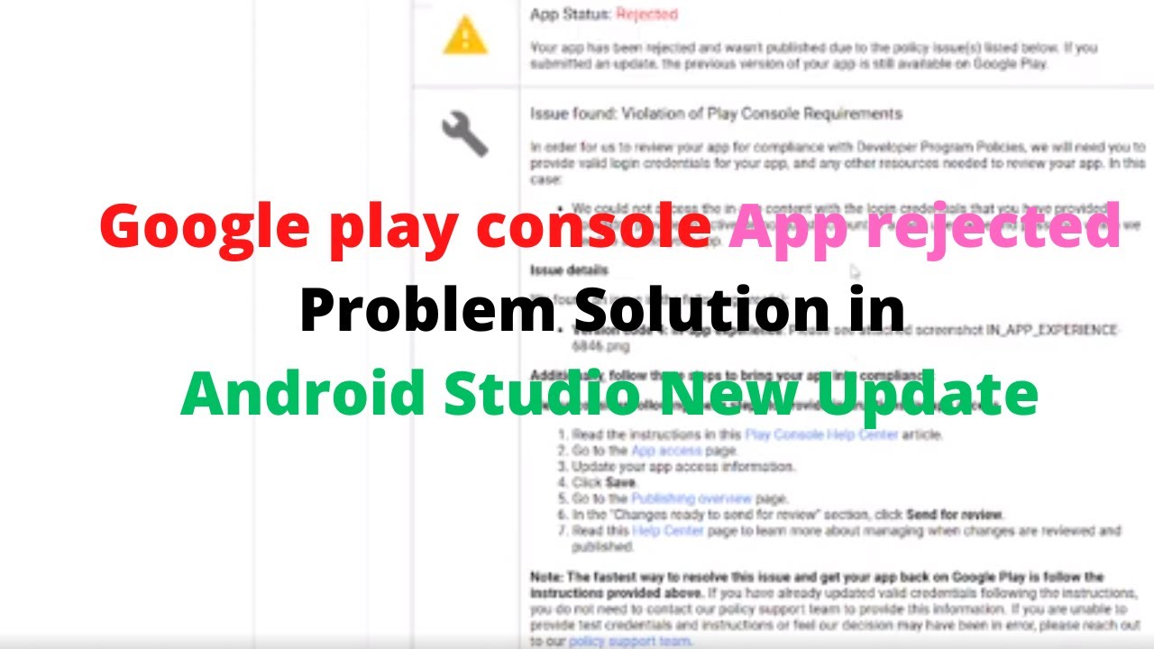 Google play console App rejected Problem Solution in Android Studio New Update