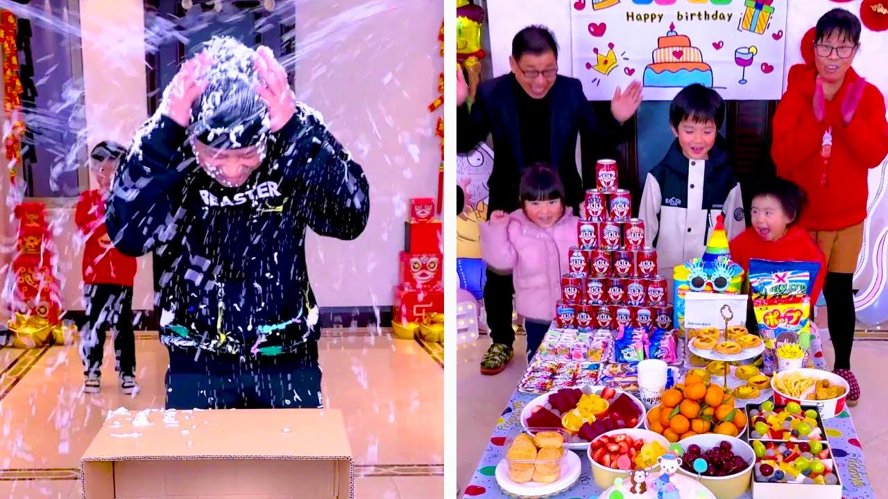 Family Games丨do You Want To Challenge? Snow Spray Is So Exciting! #Funnyfamily#Partygames