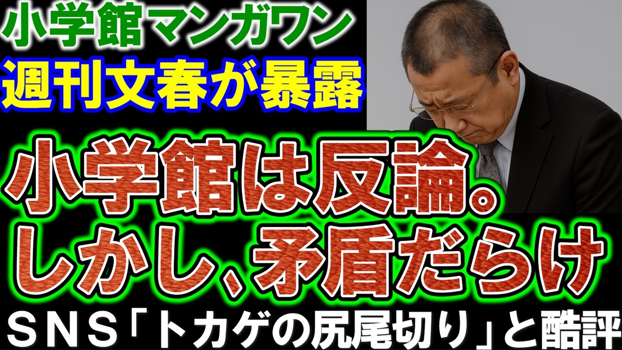 【小学館マンガワン】週刊文春が全貌を暴露。小学館は反論するがトカゲの尻尾切りだと批判されてしまう。